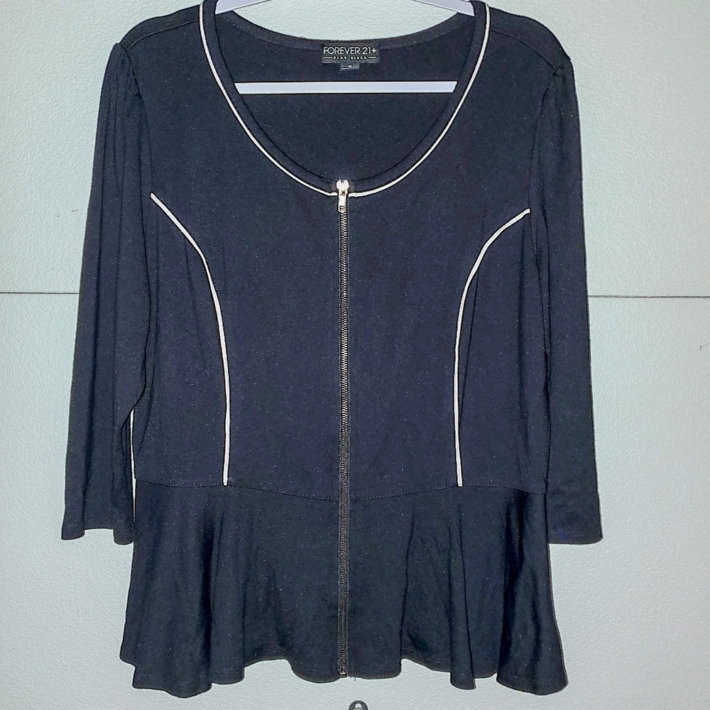 FOREVER 21+ zip front peplum blazer
